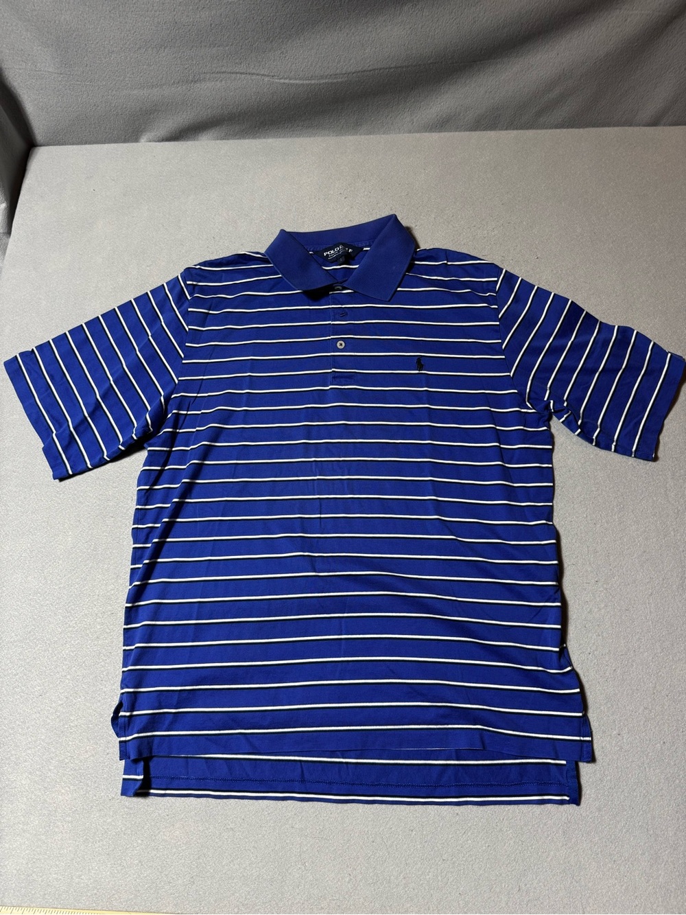 Polo Golf Men's Blue Striped Golf Polo Shirt Size L